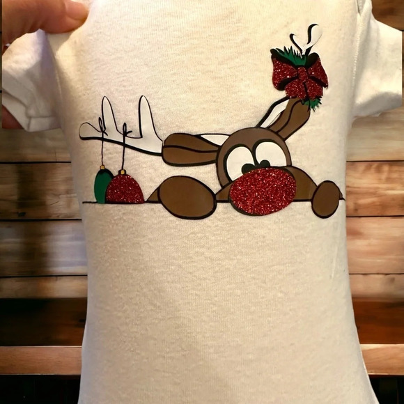 12 month Gerber onesie girl Rudolph reindeer - Picture 6 of 7